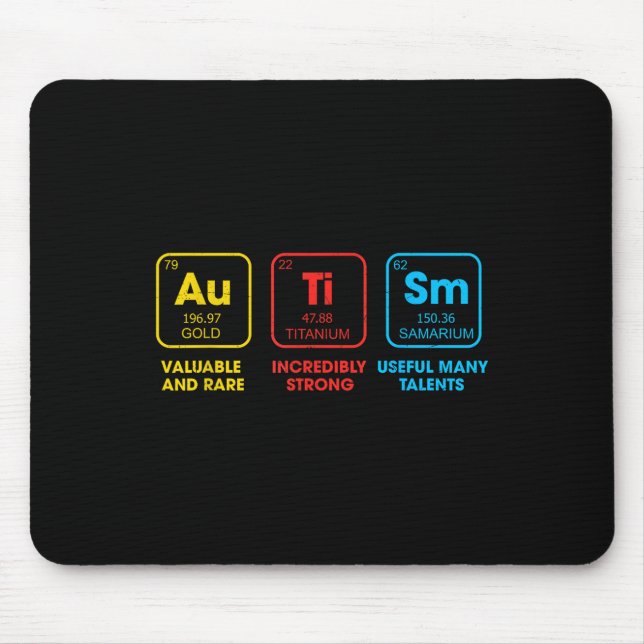Mousepad Autismo Conhecimento Químico Elementos de Química  (Frente)