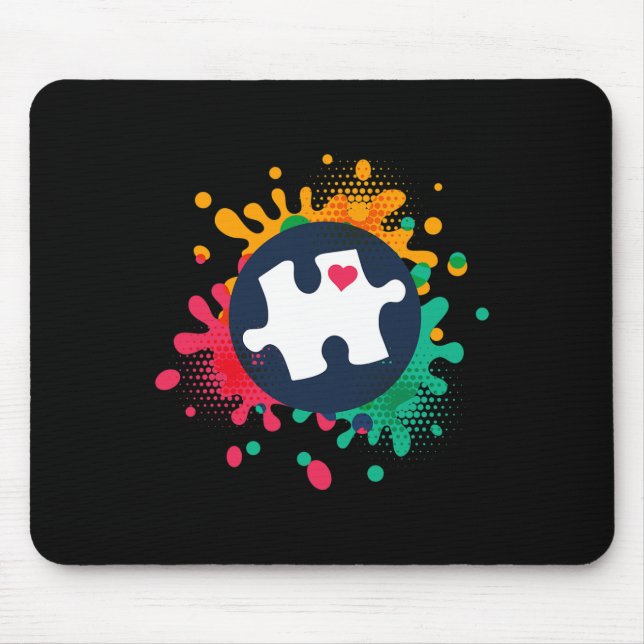 Mousepad Autismo Consciência Quebra-cabeça Piece Ama Apoio  (Frente)
