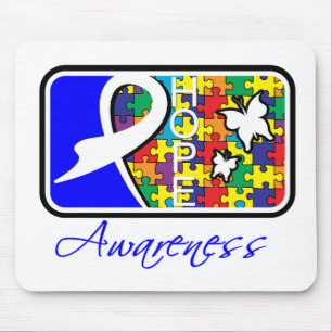 Mousepad Autismo do cartão do azulejo da borboleta da