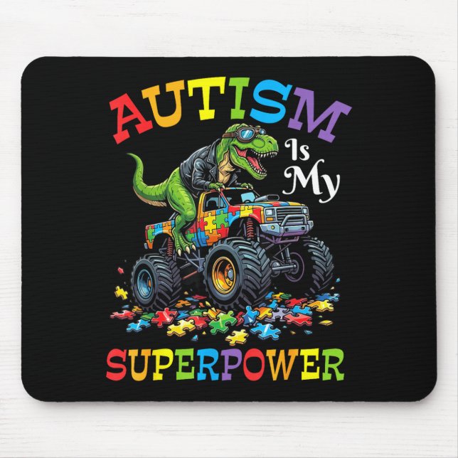 Mousepad Autismo É Meu Caminhoneiro Dinossauro Superpoder R (Frente)