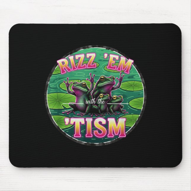 Mousepad Autismo Engraçado Rizz Em Com O Tism Frog Meme Aut (Frente)