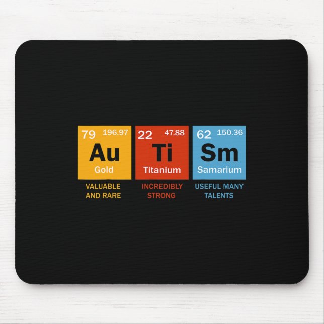 Mousepad Autismo Química Elementos de Mesa Periódicos Autis (Frente)
