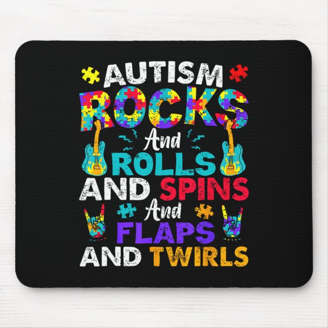 Mousepad Autismo Rocks Roça Flaps Sensibilização Crianças M (Frente)