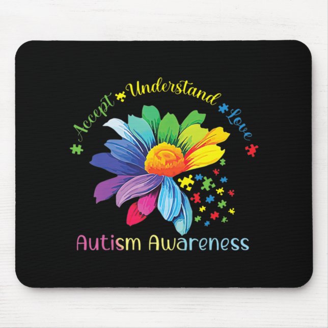 Mousepad Autismo Sensibilização Accept Girassol Compreende  (Frente)