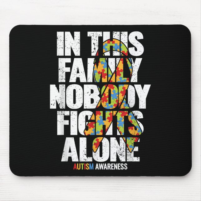Mousepad Autismo Sensibilização Camisa Suporte Família Mãe  (Frente)