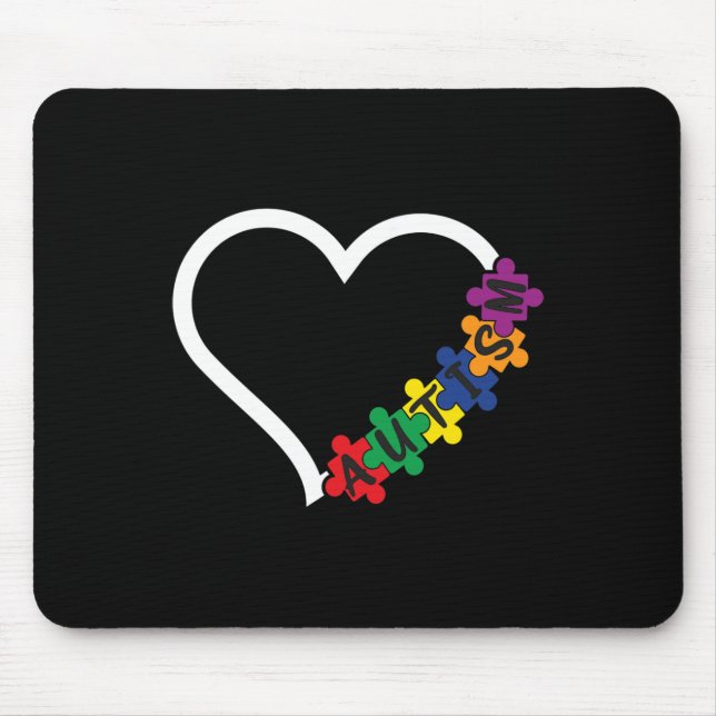 Mousepad Autismo Sensibilização Coração Quebra-cabeça Apoio (Frente)