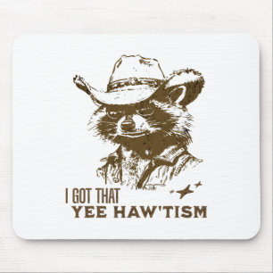Mousepad Autismo Sensibilização Cowboy Raccoon Eu Tenho Aqu