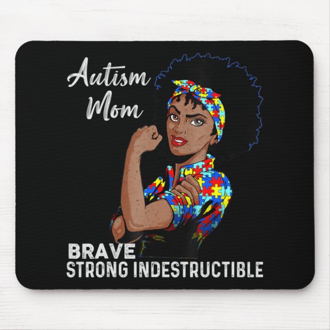 Mousepad Autismo Sensibilização Forte Mãe Depois Mãe Negra  (Frente)