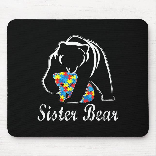 Mousepad Autismo Sensibilização Urso Irmã Suporte a Adul Au (Frente)