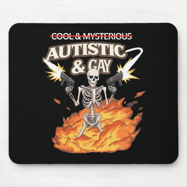 Mousepad Autista e esqueleto Gay Engraçado Autismo consciên (Frente)