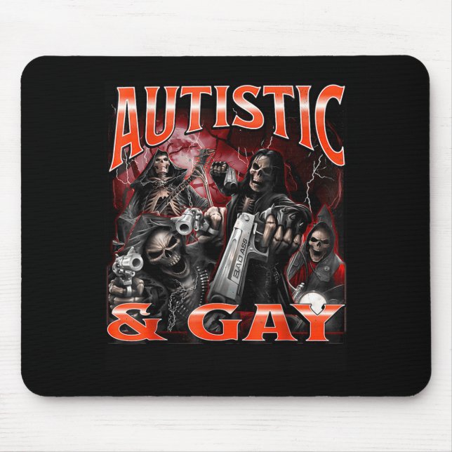 Mousepad Autistic And Gay Funny Hard Skeleton Meme Bootleg  (Frente)