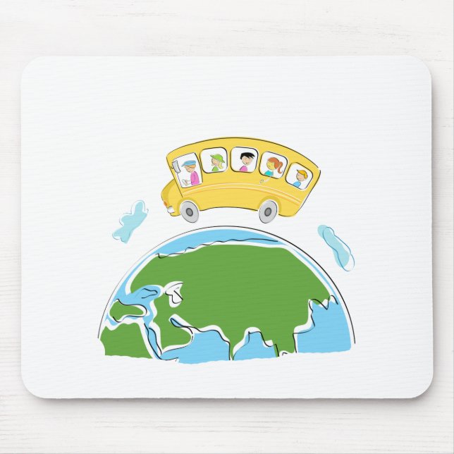 Mousepad auto escolar dos desenhos animados na terra (Frente)