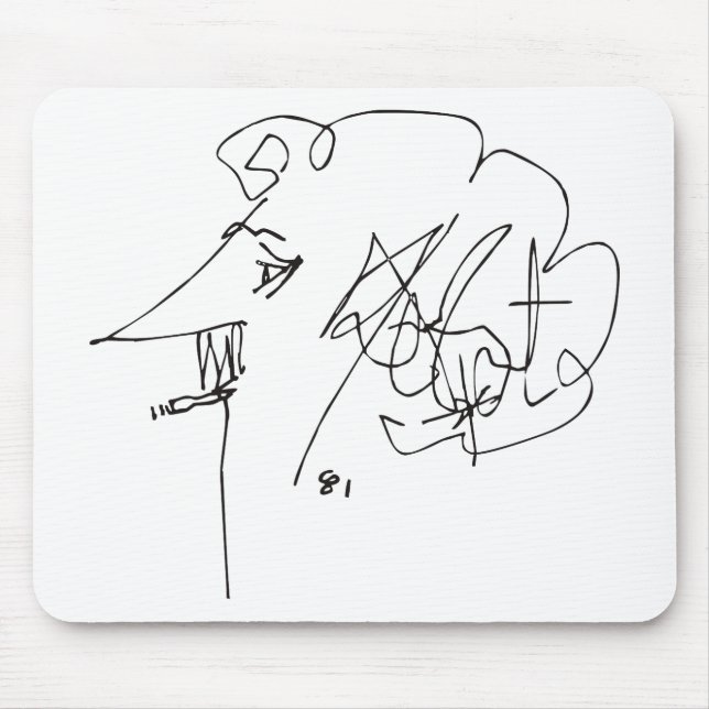 Mousepad Auto-Retrato de Kurt Vonnegut (Frente)