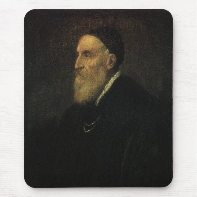 Mousepad Autorretrato de Titian, Arte Renascentista Vintage (Frente)