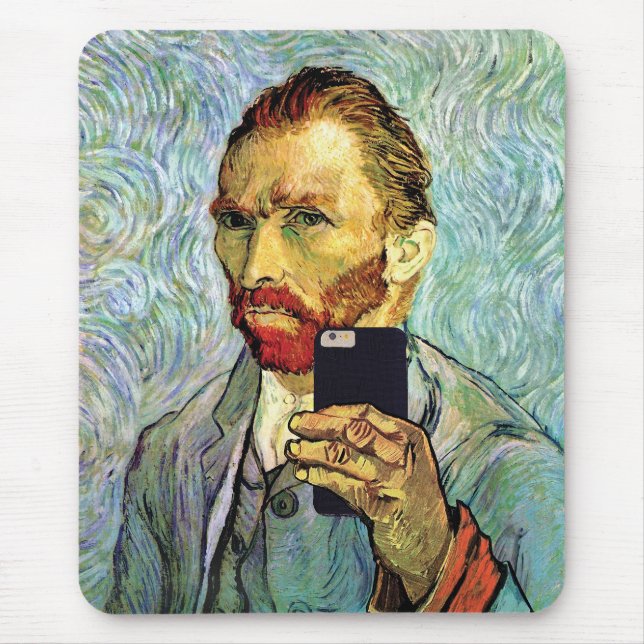 Mousepad Autorretrato de Vincent Van Gogh com Selfie no Cel (Frente)