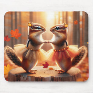 Mousepad Autumn Chipmunks Dancing