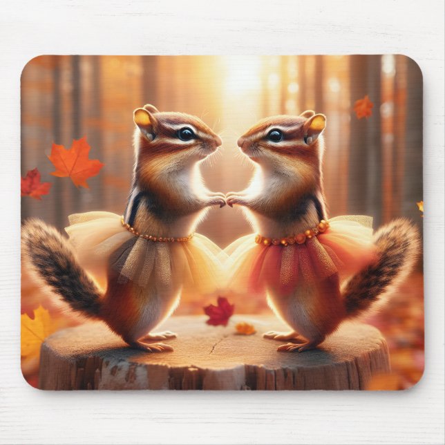 Mousepad Autumn Chipmunks Dancing (Frente)