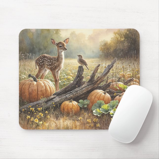 Mousepad Autumn Fawn em um Pumpkin Patch (Com mouse)