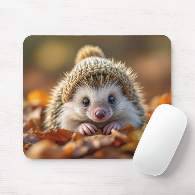 Mousepad Autumn Hedgehog Com Chapéu Mimado (Com mouse)