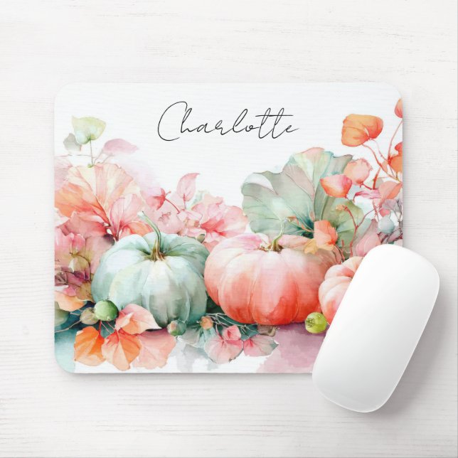 Mousepad Autumn Pumpkins and Flowers  (Com mouse)