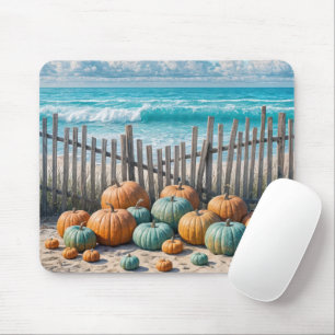 Mousepad Autumn Pumpkins em uma praia