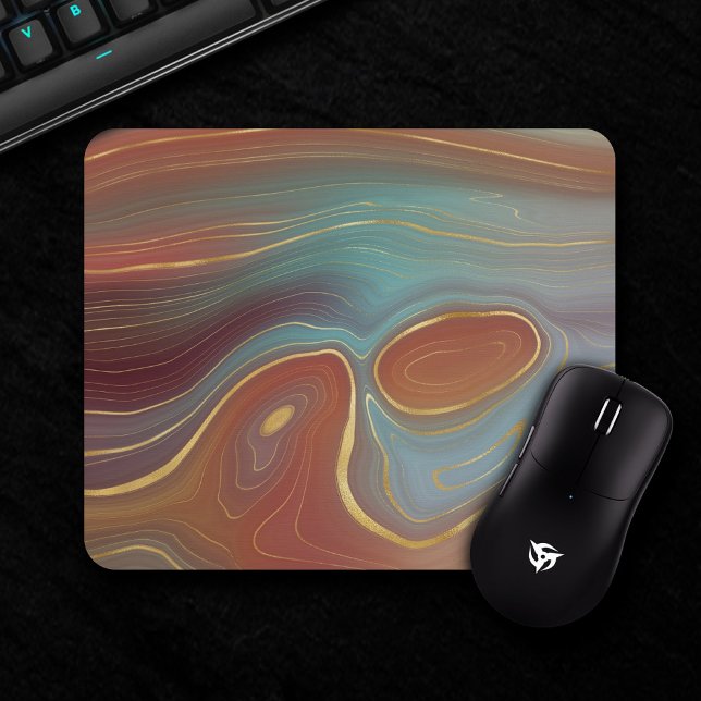 Mousepad Autumn Strata | Terra Cotta Teal e Agate Dourado (Criador carregado)