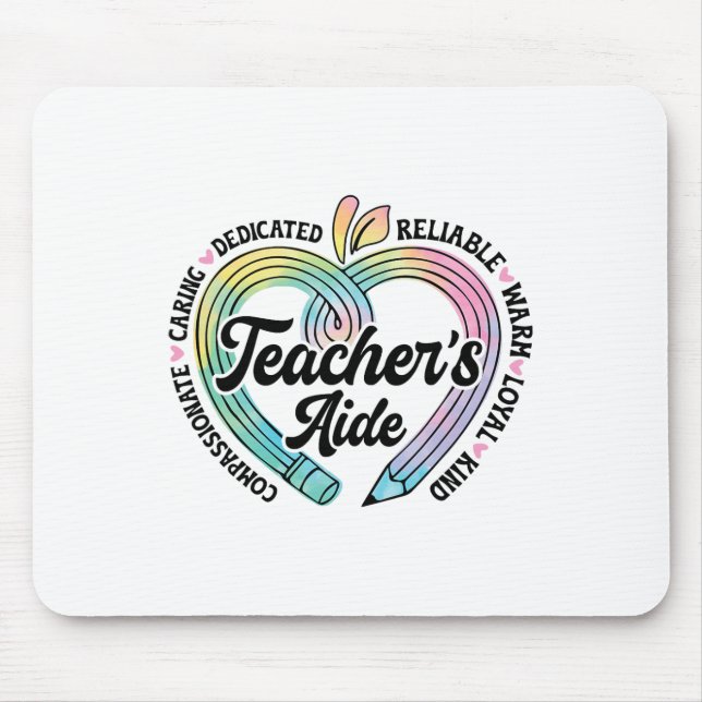 Mousepad Auxiliar de Professor Coração de Maçã Fofo Volta a (Frente)