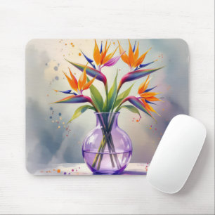 Mousepad Ave de Aquarela do Buquê de Flor do Paraíso