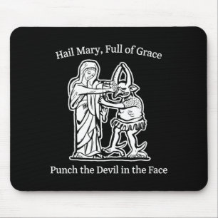 Mousepad Ave maria cheia de graça puna o diabo fé humor