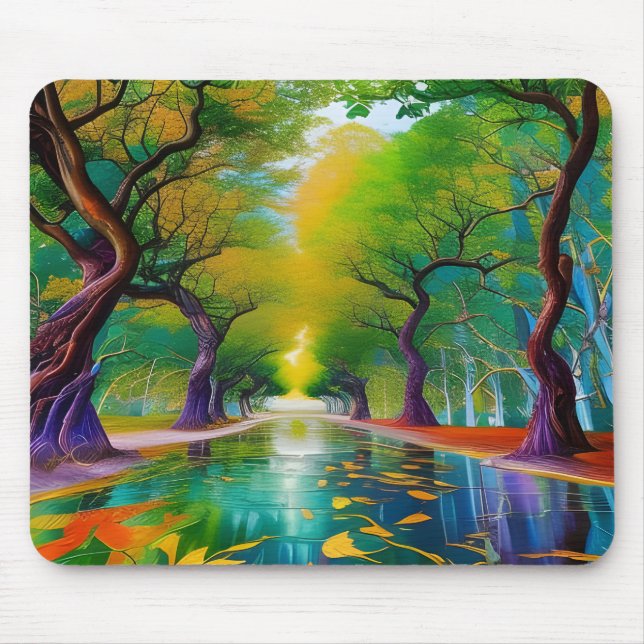 Mousepad Avenida das folhas de outono das árvores (Frente)