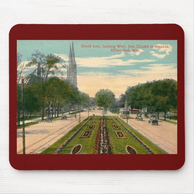Mousepad Avenida grande., vintage de Milwaukee, Wisconsin (Frente)