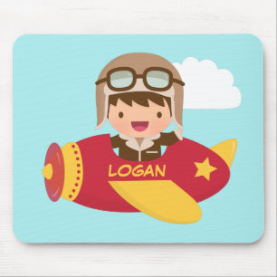 Mousepad Aventura de Avião do Menino Aviador Fofo Para Cria