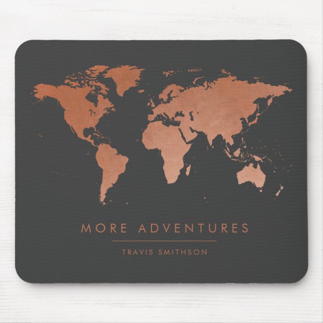 Mousepad Aventura de Mapa do Mundo de Cobre Moderno (Frente)