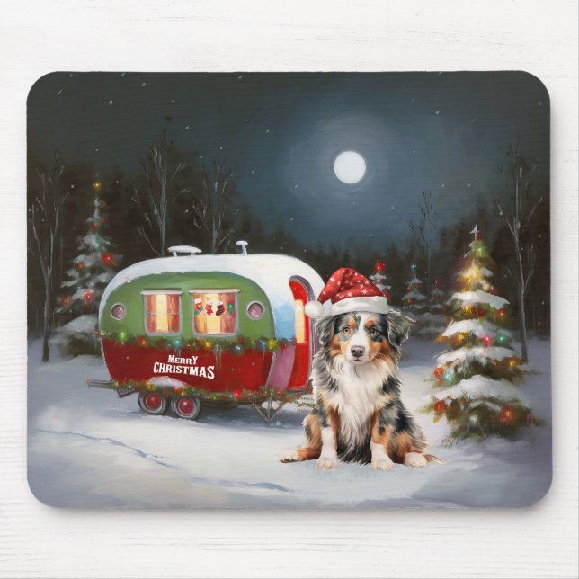 Mousepad Aventura de Natal da Caravana do Pastor Australian (Frente)