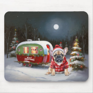 Mousepad Aventura de Natal do Winter French Buldogue Carava