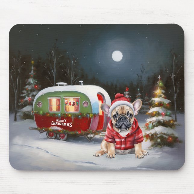 Mousepad Aventura de Natal do Winter French Buldogue Carava (Frente)