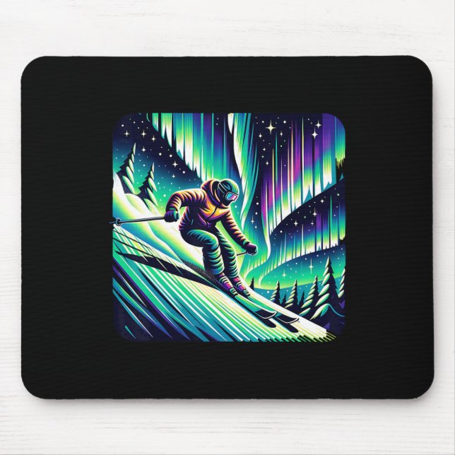 Mousepad Aventura Esqui Sob Luzes De Norte (Frente)