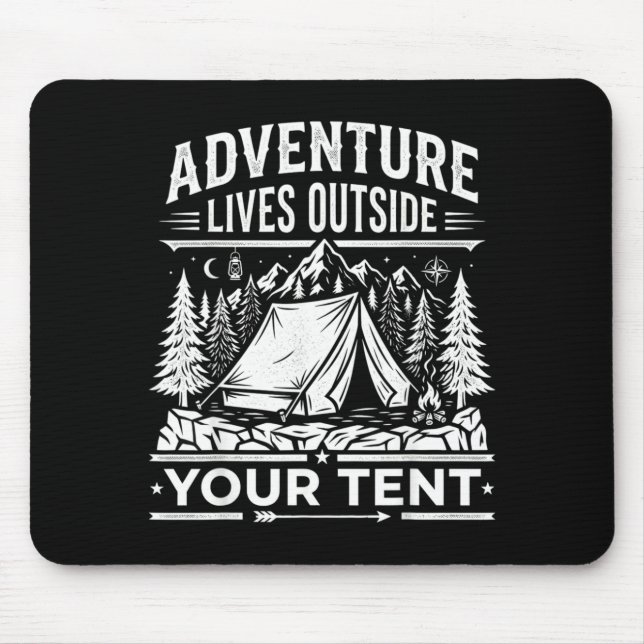 Mousepad Aventura vive fora da barraca de camping - caminha (Frente)