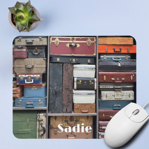 Mousepad Aventuras de viagem, Suitcases de Vintage