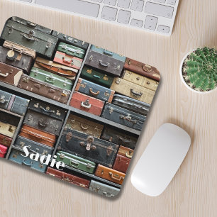 Mousepad Aventuras de viagem, Suitcases de Vintage
