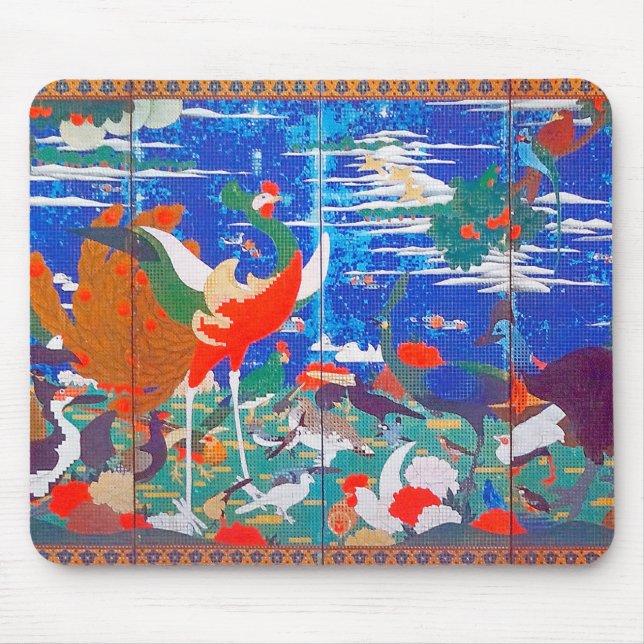 Mousepad Aves, Animais e Plantas Flores (Esquerda) Jacuchu (Frente)