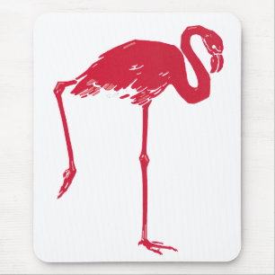Mousepad Aves Antigas, um Flamingo Rosa com uma Perna Levan