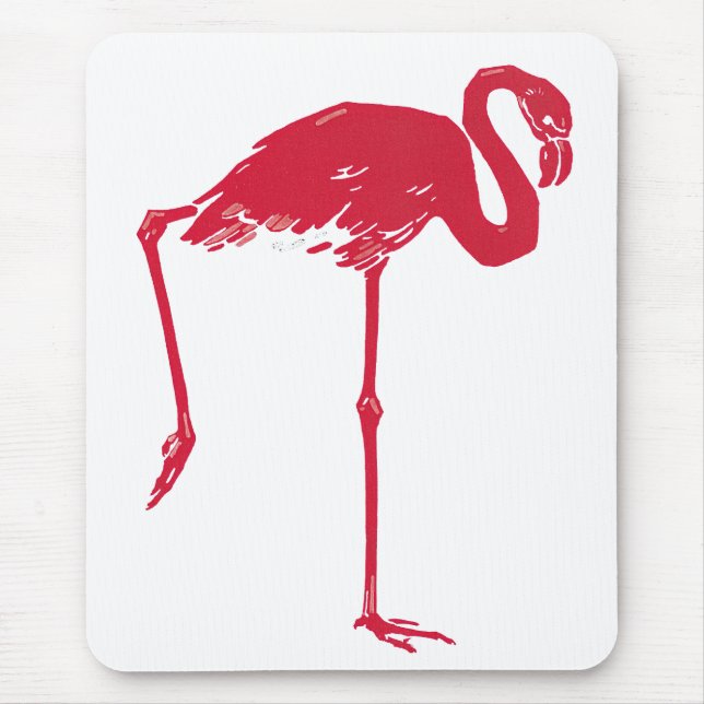 Mousepad Aves Antigas, um Flamingo Rosa com uma Perna Levan (Frente)