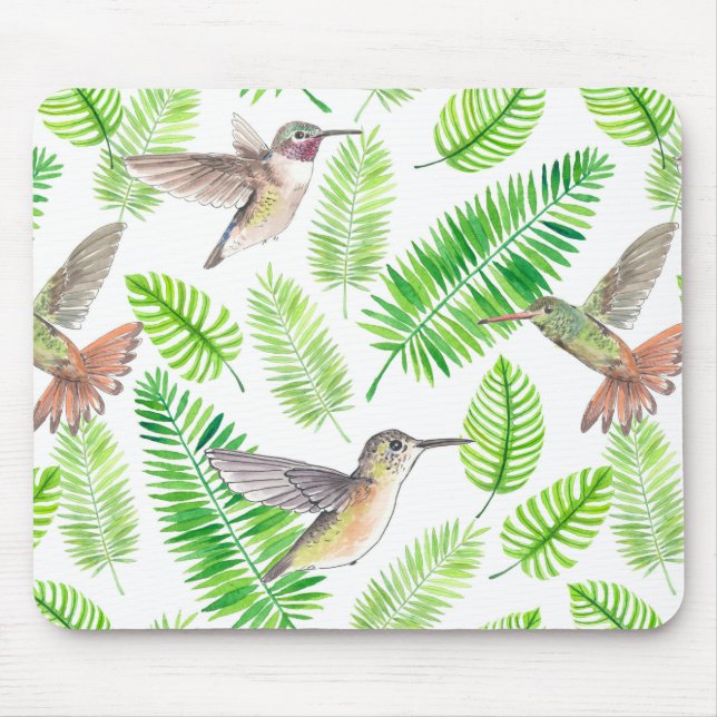Mousepad Aves de capoeira e folhas tropicais (Frente)