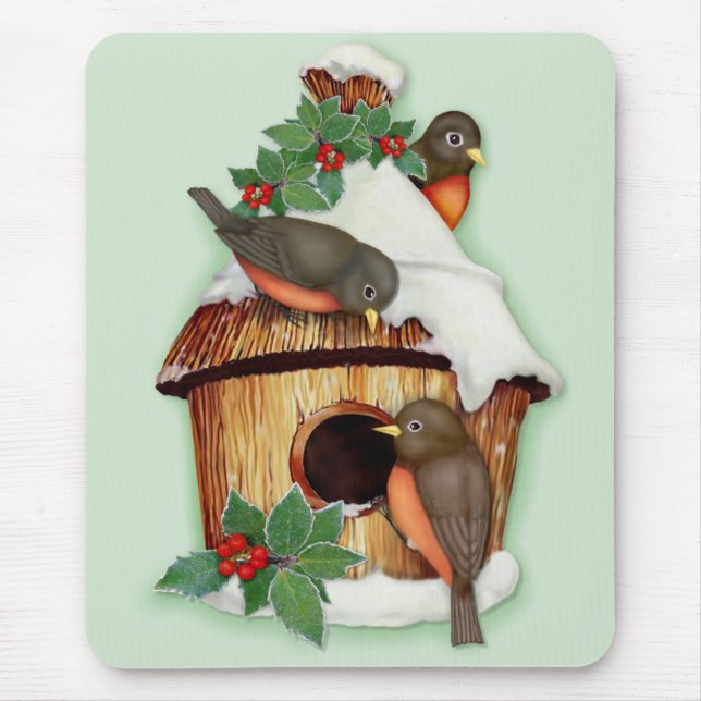 Mousepad Aves de inverno e Aves (Frente)