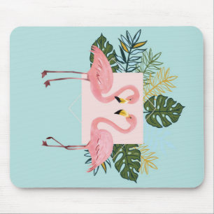 Mousepad Aves Flamingo Com Folhas  Folhas de Flamingo Palm
