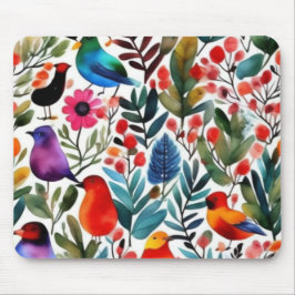 Mousepad Aves florais coloridas