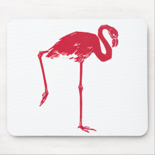 Mousepad Aves Vintage, um Flamingo Rosa com uma Perna para 