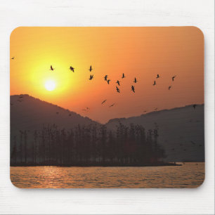 Mousepad Aves voando em Céu Sunset sobre East Lake Photo