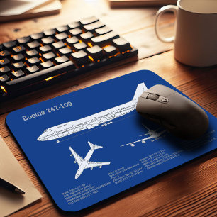 Mousepad Avião 747 - Plano de desenho do avião ABD
